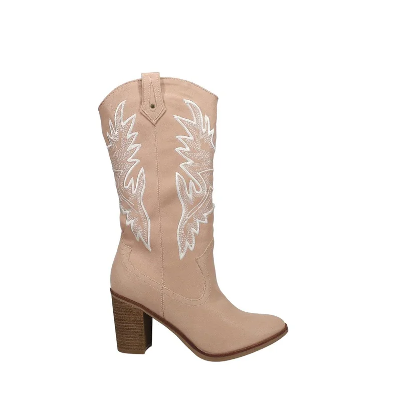 Must-Have Boots Sale Women's Shoes MIA TALEY Western Block Heel Cowboy Boots MH2133 BLUSH Must-Have Boots Sale Women's Shoes MIA TALEY Western Block Heel Cowboy Boots MH2133 BLUSH