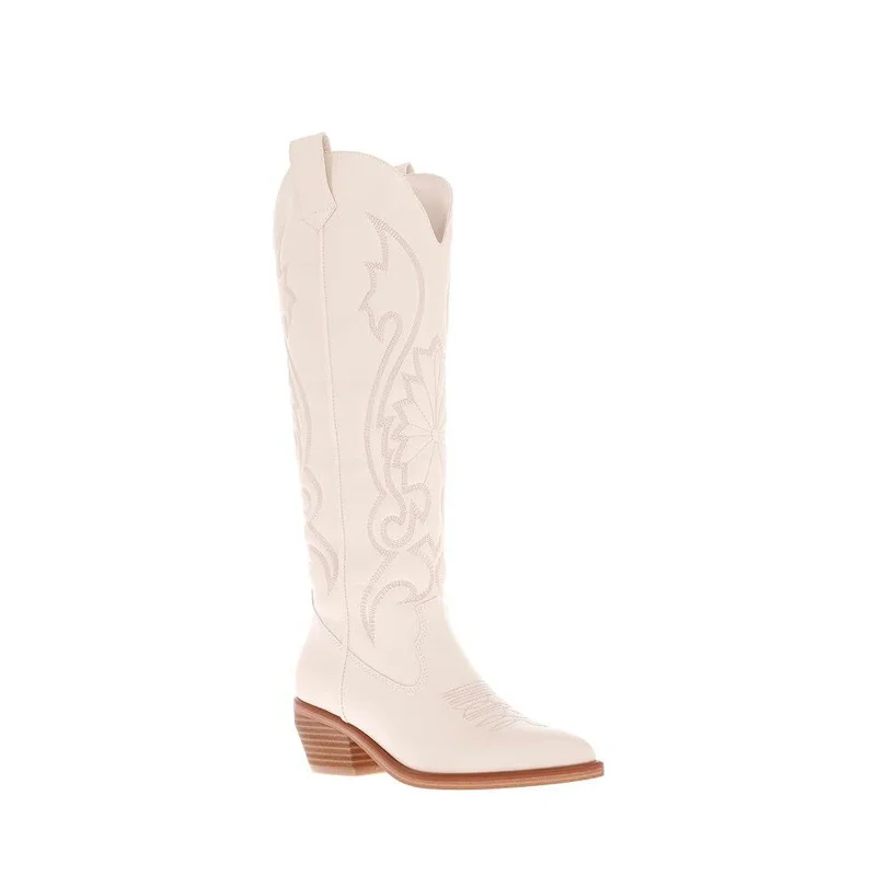 Soft Sole Shoes Discount Women's Shoes MIA KOLT Western Block Heel Cowboy Boots MH2765 IVORY Soft Sole Shoes Discount Women's Shoes MIA KOLT Western Block Heel Cowboy Boots MH2765 IVORY
