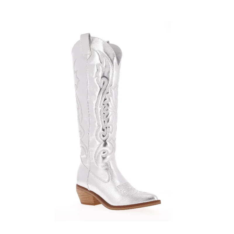 Everyday Shoes Promotion Women's Shoes MIA KOLT Western Block Heel Cowboy Boots MH2765 SILVER Everyday Shoes Promotion Women's Shoes MIA KOLT Western Block Heel Cowboy Boots MH2765 SILVER