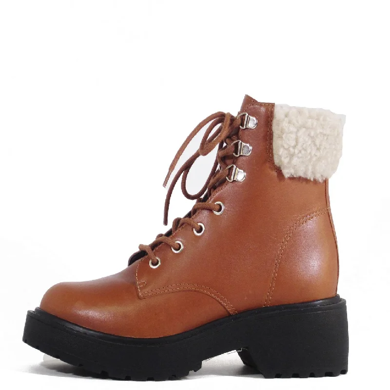 Seasonal Trends Seal Combat Boots with Shearling