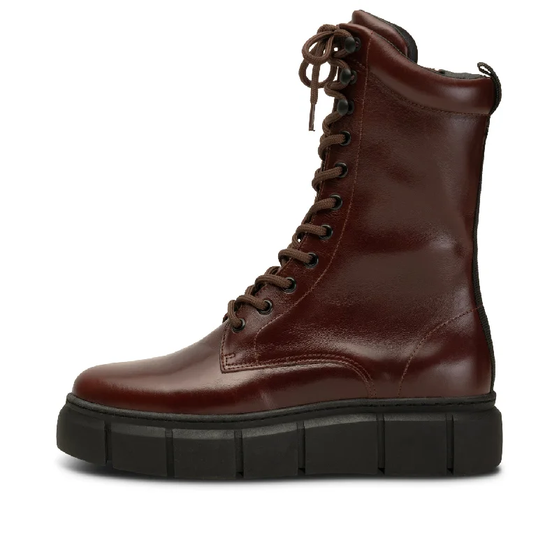 Cozy Indoor Slippers Deals Tove lace up boot leather - BROWN