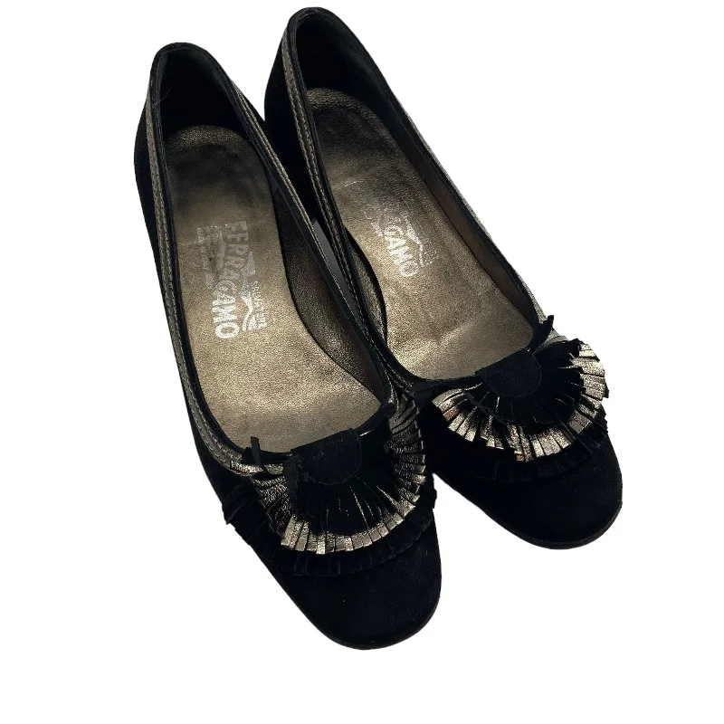 Additional Time-Limited Offers Salvatore Ferragamo/Flat Shoes/US 6/Suede/BLK/TASSEL SUEDE HEELS
