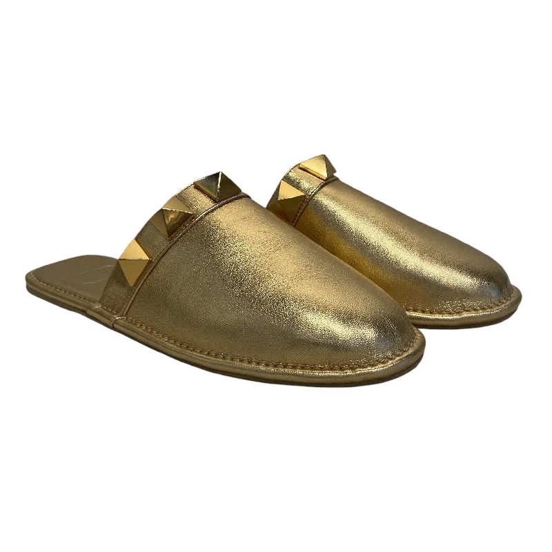 New Arrivals VALENTINO GARAVANI/Flat Shoes/EU 36/Leather/GLD/Roman Stud Metallic Leather
