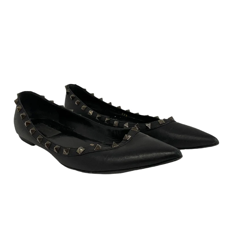 Limited Time Flash Sale VALENTINO GARAVANI/Flat Shoes/EU 39/Leather/BLK/SPIKE BALLET FLATS