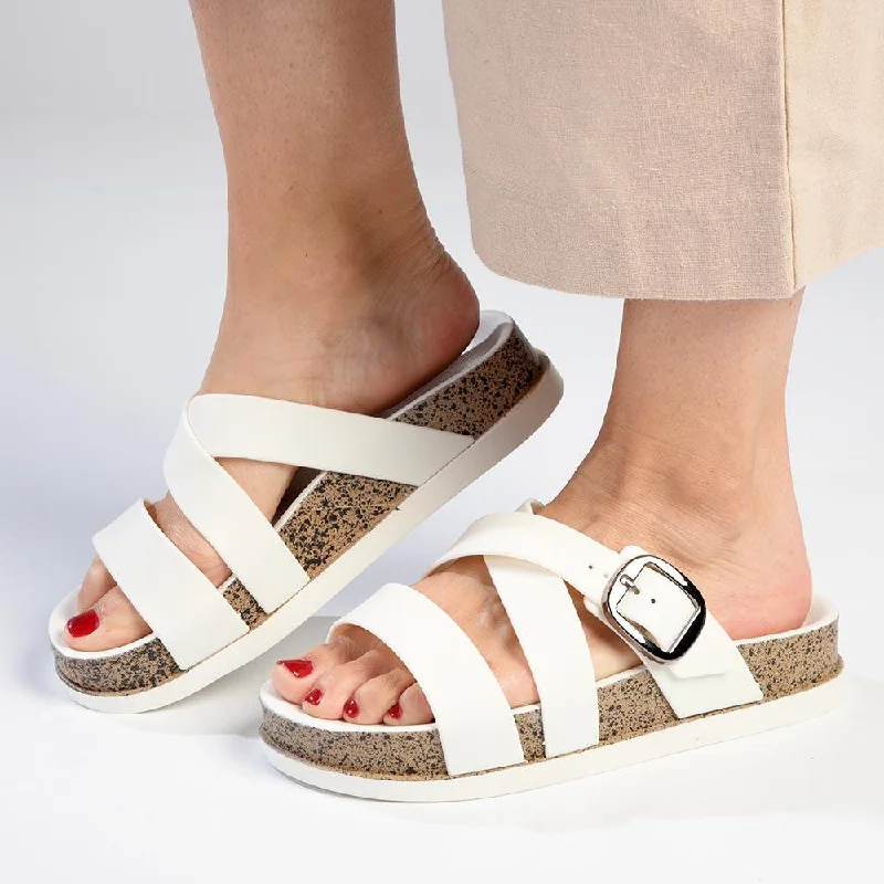 Chic & Cozy Collection Alessio Cross Strap Sandal - White