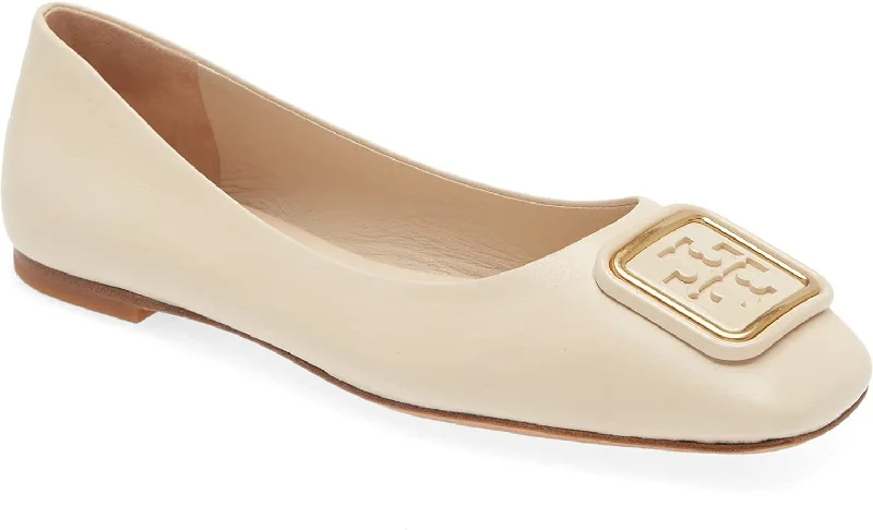 Comfortable Formal Shoes Tory Burch Women's Brie Georgia Square Toe Logo Flats Shoes