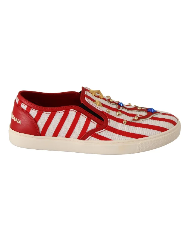 Contemporary Casual Footwear Dolce & Gabbana  Sicily Slip-On Sneakers RedWhite