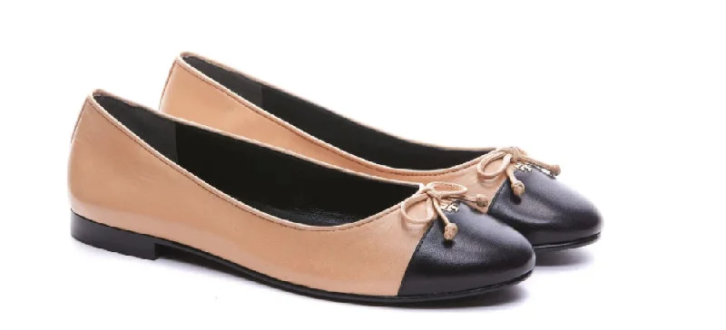 Comfortable Minimalist Shoes Tory Burch Women's Cap-Toe Ballet Flat, Rose Pink/Perfect Black