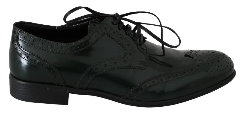Statement Boots Offers Dolce & Gabbana Elegant Green Brogues Oxford Wingtip Women's Flats Statement Boots Offers Dolce & Gabbana Elegant Green Brogues Oxford Wingtip Women's Flats