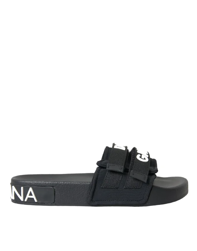 Smart Casual Shoes Sale Dolce & Gabbana Black Neoprene Slides Flats Beachwear Women's Shoes Smart Casual Shoes Sale Dolce & Gabbana Black Neoprene Slides Flats Beachwear Women's Shoes