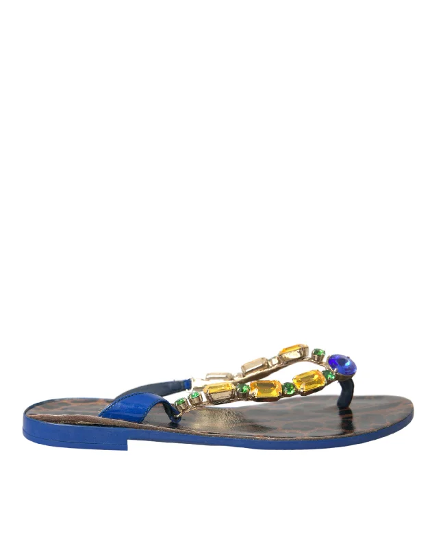 Modern Flat Shoes Offers Dolce & Gabbana Blue Crystal Calf Leather Beachwear Women's Shoes Modern Flat Shoes Offers Dolce & Gabbana Blue Crystal Calf Leather Beachwear Women's Shoes