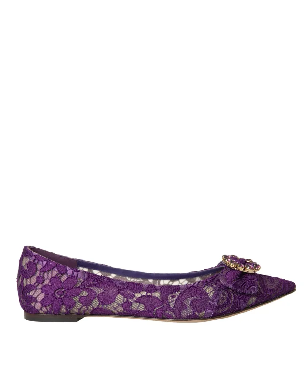 Cozy Winter Boots Promotion Dolce & Gabbana Purple Taormina Lace Crystal Loafers Women's Shoes Cozy Winter Boots Promotion Dolce & Gabbana Purple Taormina Lace Crystal Loafers Women's Shoes