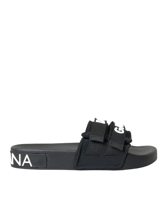 Trendy Women's Shoes Dolce & Gabbana  Portofino Black Neoprene Slides