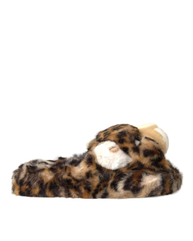 Women's Versatile Shoes Dolce & Gabbana  Leopard Print Fur Slides for Women