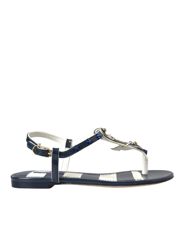 Women's Designer Boots Dolce & Gabbana  Women's Striped Patent Leather Sandals