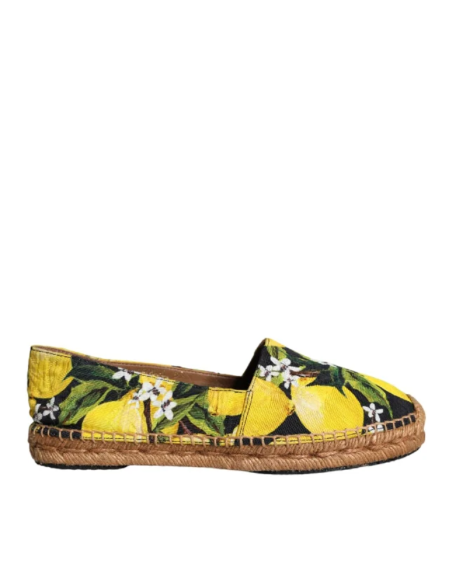 Comfortable Office Shoes Dolce & Gabbana  Sicily Lemon Print Espadrilles