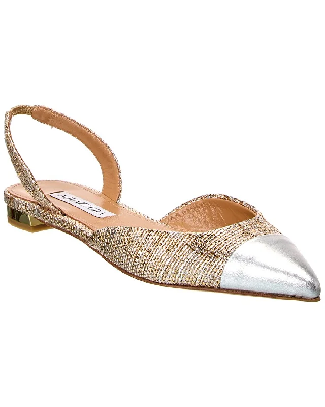 Lightweight Shoes Aquazzura Milanese Leather Slingback Flat
