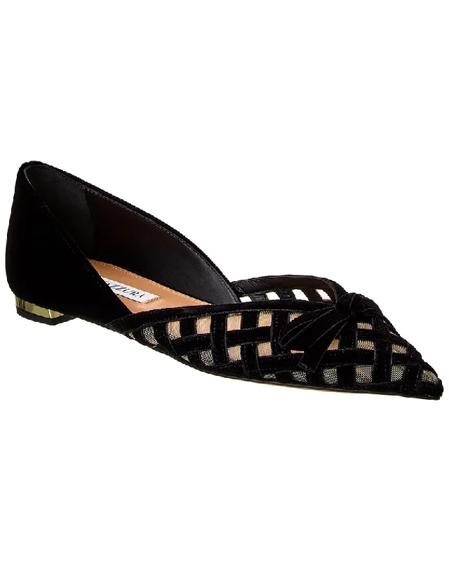 Soft Sole Shoes Aquazzura Romance Velvet & Mesh Flat