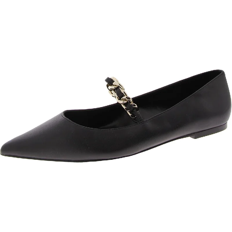 Sleek Versatile Footwear Womens Faux Leather Pointed Toe Ballet Flats