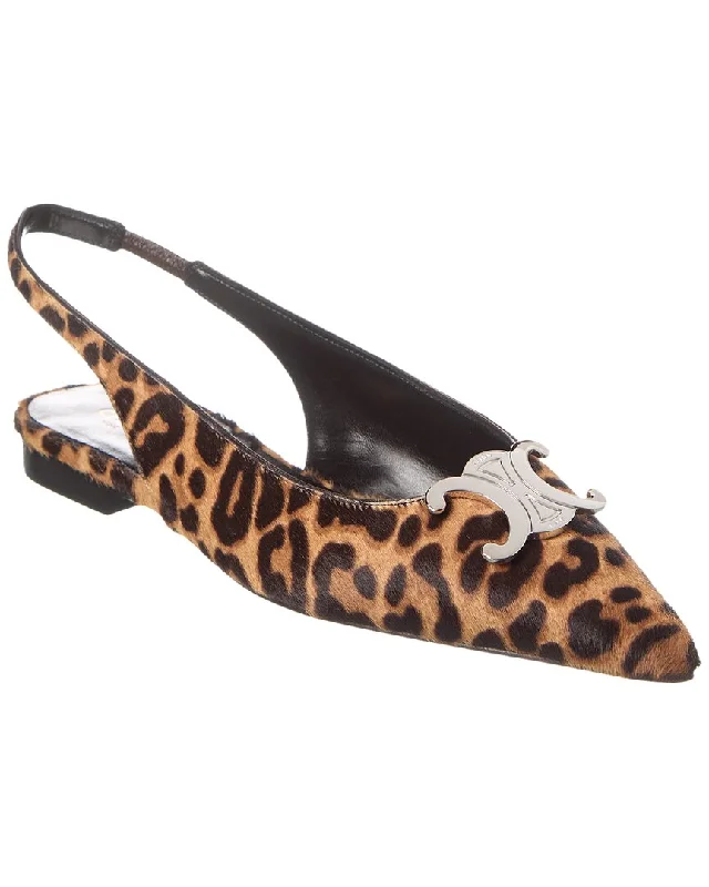 Trendy Looks On Sale Celine Triomphe Haircalf Slingback Flat