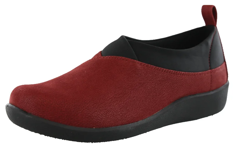 Stylish Shoe Discounts Clarks Women Sillian Greer Red Slip On Casual Shoes
