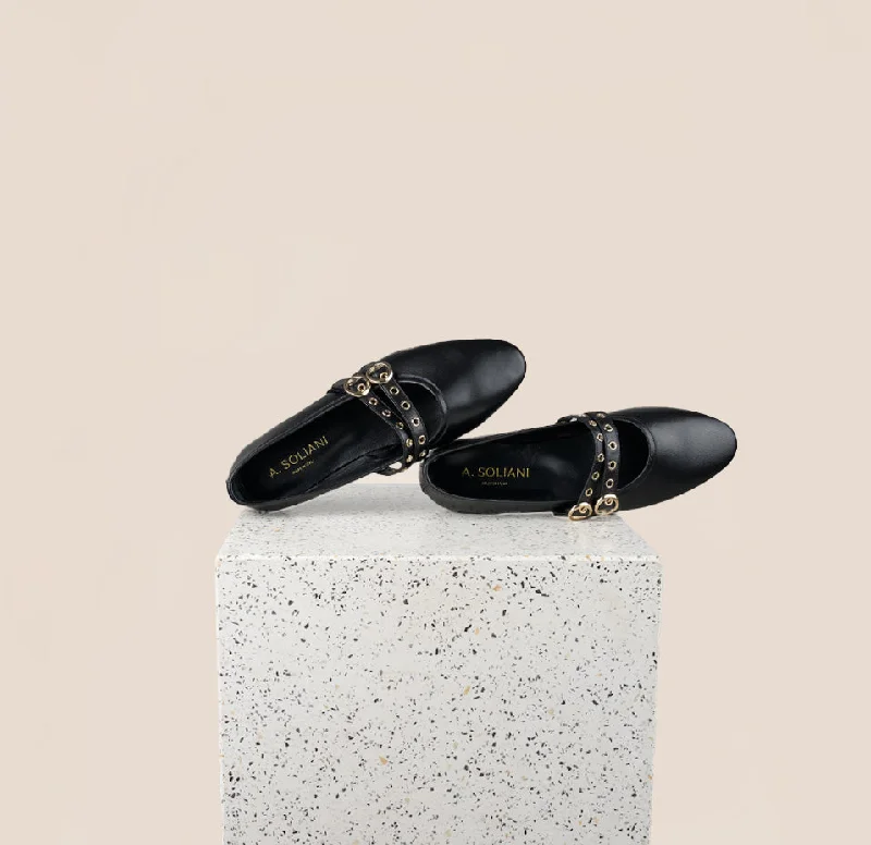 Women's Effortless Slip-Ons Como 2 Buckle - Black Leather