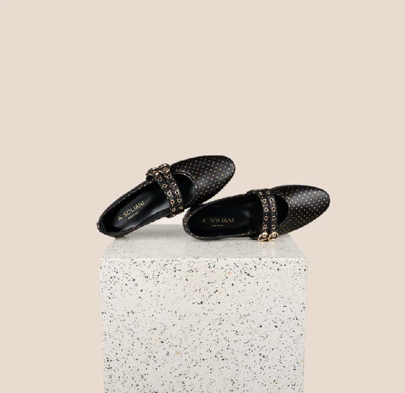 Women's Statement Boots Como 2 Buckle -Dotted Gold