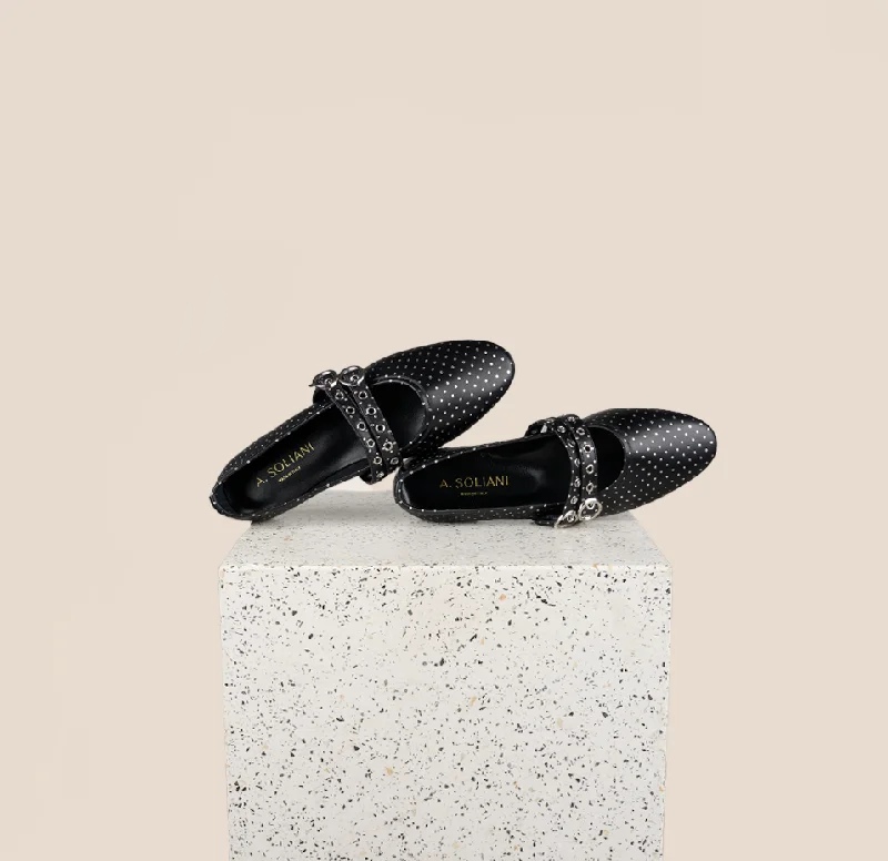 Women's Flexible Sole Shoes Como 2 Buckle -Dotted Silver
