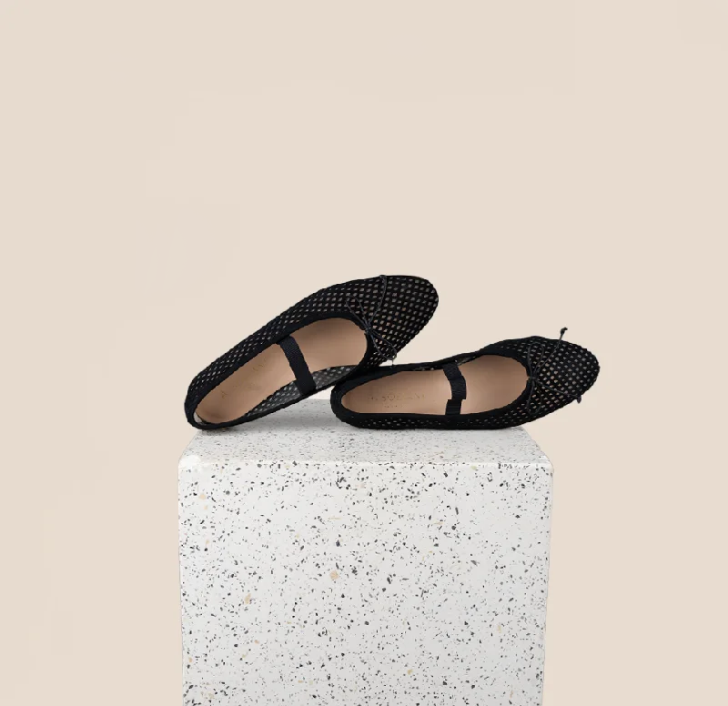 Women's Fashion-Forward Flats Como Strap - Rete Black (Mesh Suede)