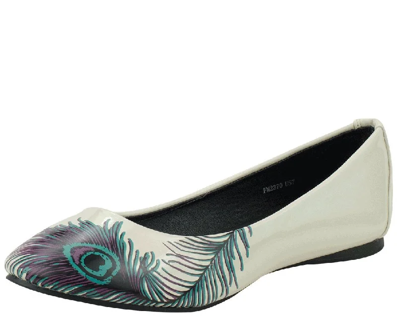 Minimalist Fashion Sale Peacock Feather Flats *ALL ITEMS FINAL SALE/NON-RETURNABLE*