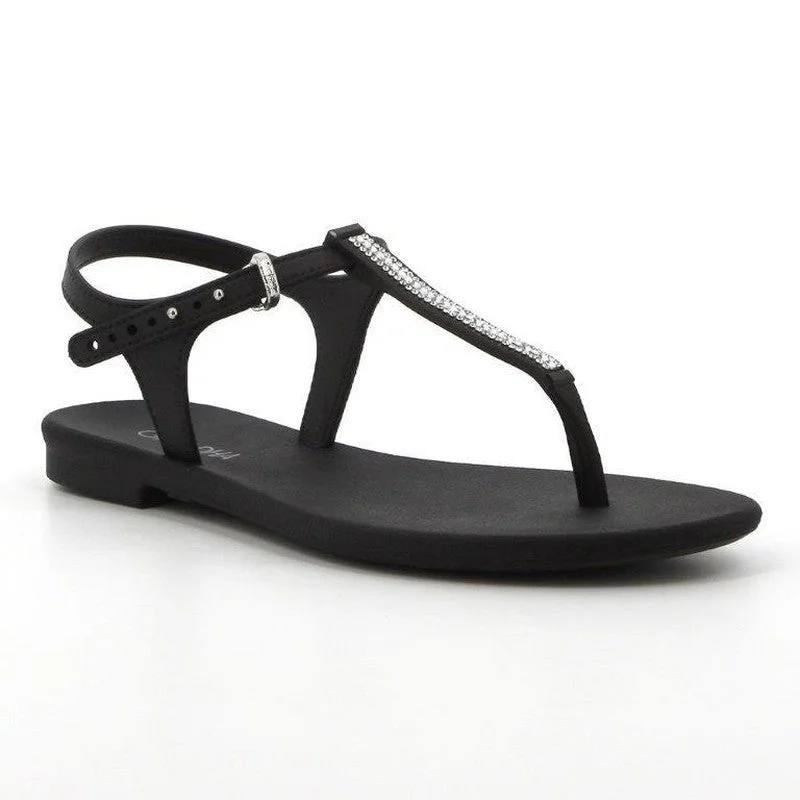 Comfortable Slip-On Shoes Grendha Slingback Sandals with Trim - Black