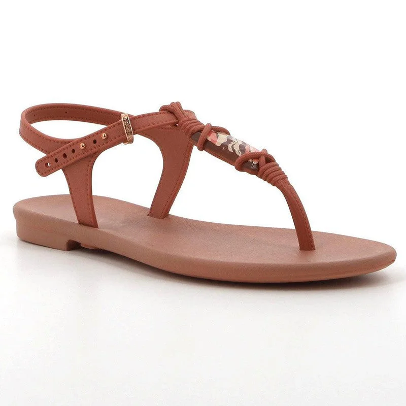 Style Upgrade Grendha Slingback Sandals with Trim - Dark Nude