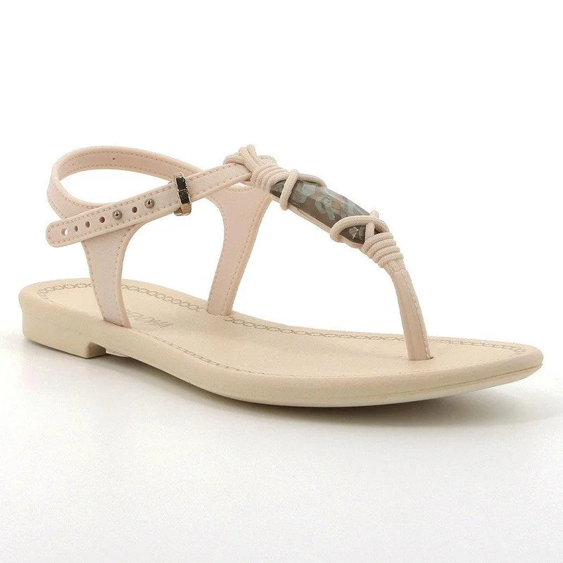 Modern Casual Shoes Grendha Slingback Sandals with Trim - Off White