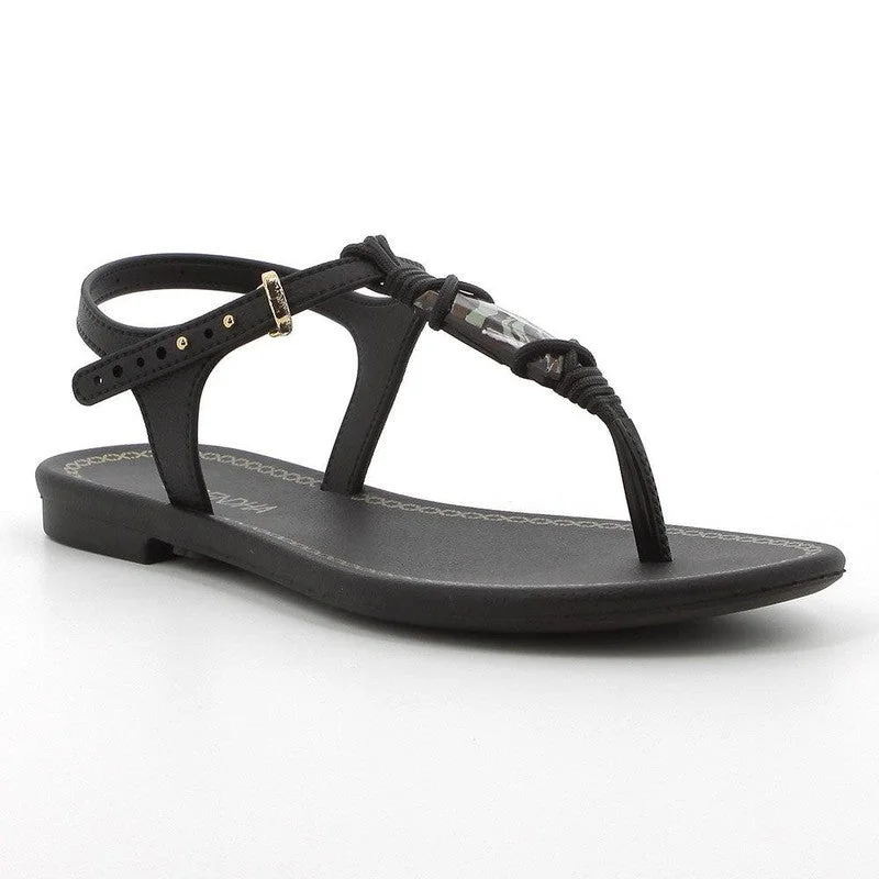 Vintage-Inspired Shoes Deal Grendha Slingback With Trim Sandals - Black