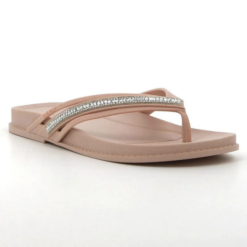 Comfortable Motion Flexible Shoes Grendha Thong Glitter Trim  Sandal - Nude