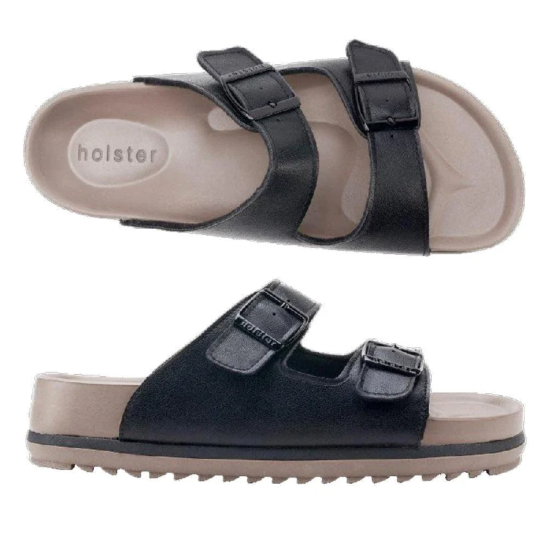 Luxury Casual Deals Holster Stride Double buckle Sandals - Black