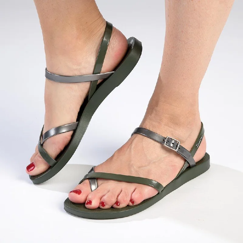 Fashion Sale Ipanema Ladies Buckle Strap Sandals - Dark Green/Olive