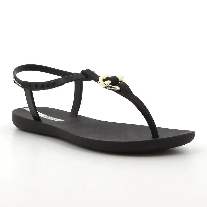 Fashion Forward Ipanema Metal - Trim Thong Sandals - Black