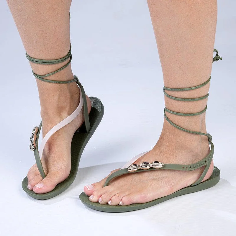 Casual Slip-Ons Promotion Ipanema Shelly Slingback Thong Sandals - Green/Beige