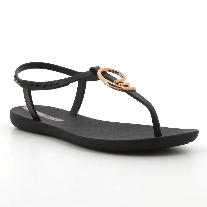 Lightweight Fashion Shoes Ipanema Slingback With Gold Trim Sandal  - Black/Gold/Pink