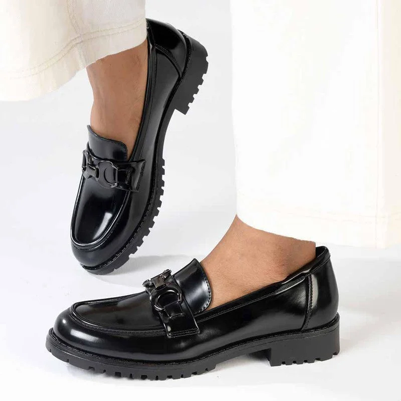 Trendy Footwear Sale Madison Birdie Trim Cleated Ladies Slip On Loafers - Black Mono