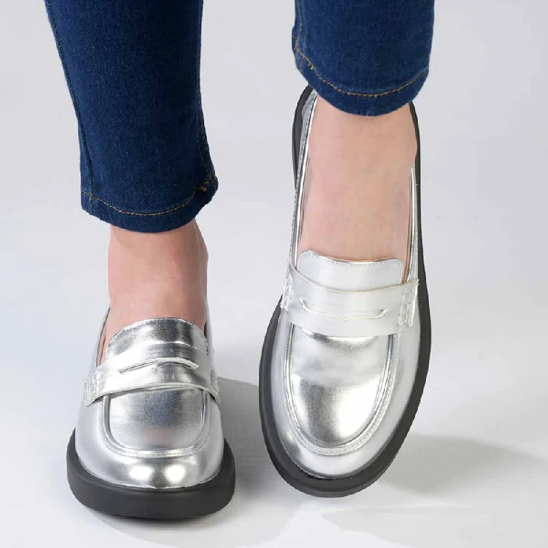 Versatile Shoes Promotion Madison Blessing Ladies Slip On Loafers - Metallic
