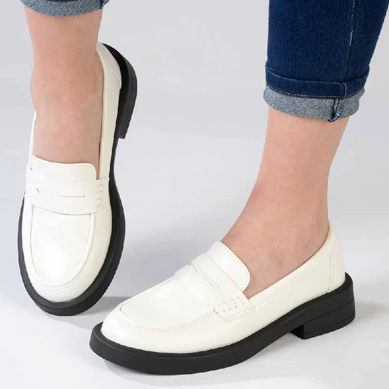 Stylish Savings Madison Blessing Ladies Slip On Loafers - White