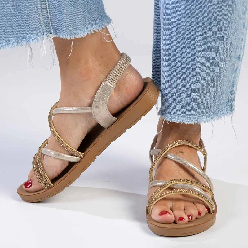 Trend Leading Collection Madison Bling Flat Sandal - Gold