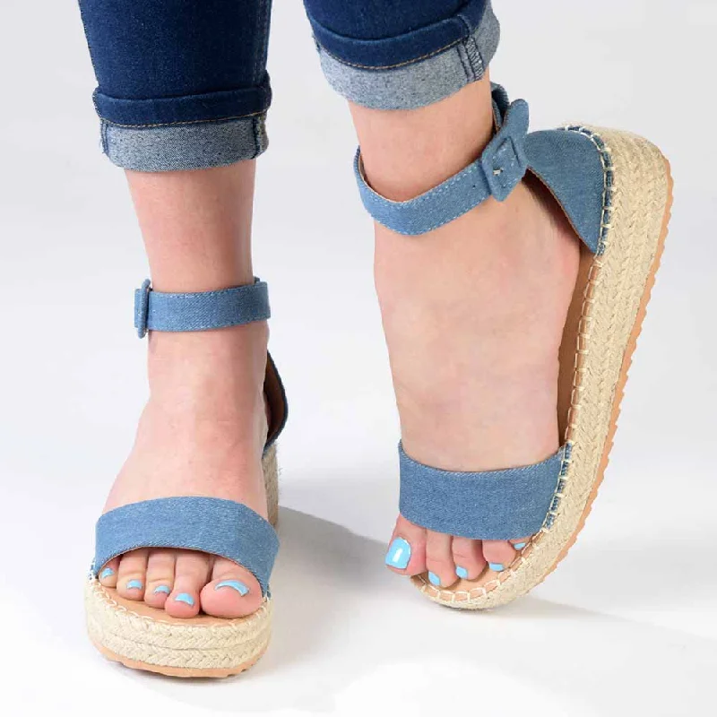Hot Trends Madison Carina Closed Back Espadrille Sandals - Blue