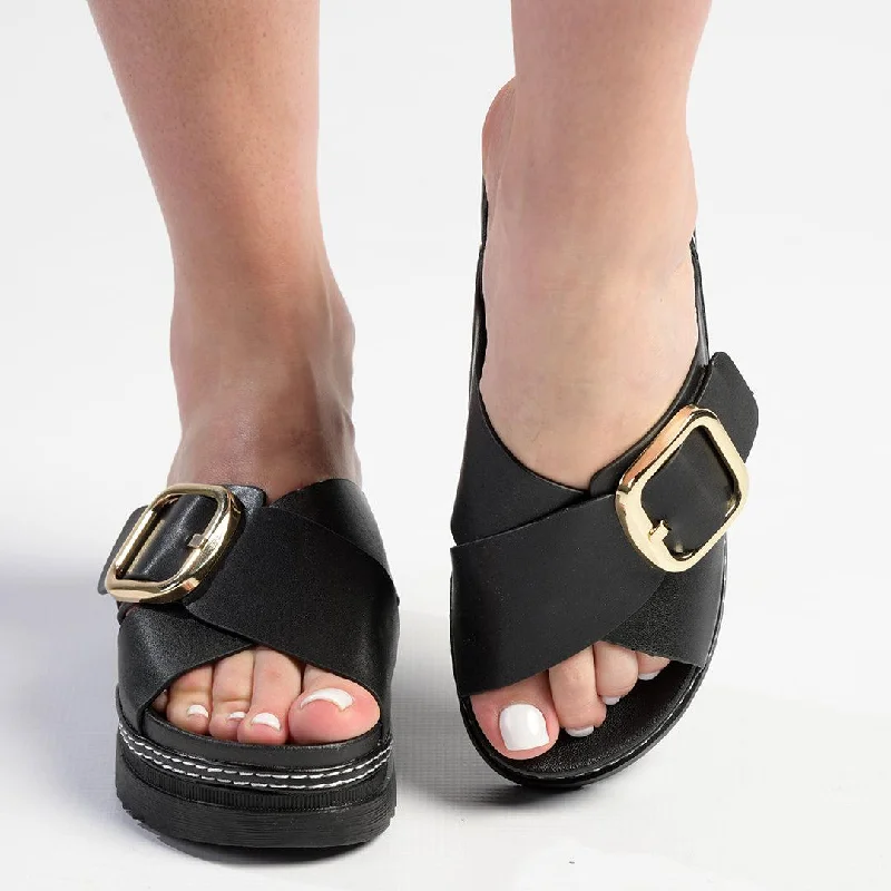 Holiday Glam Madison Janiel Cross Over Mule - Black