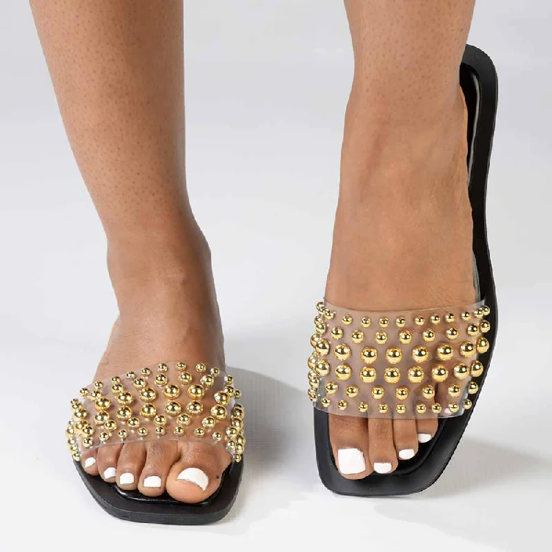 Classic Dress Shoes Sale Madison Janine Studded Push In Mule - Clear / Black