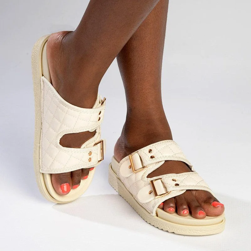 Chic Style Madison Marisa Double Strap Sandals - Nude