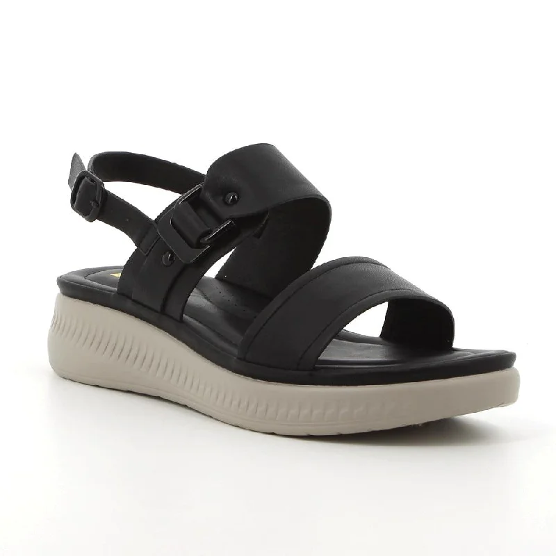 Fashion Casual Shoes Pierre Cardin Azalea Twin Bar Wedge Sandals - Black