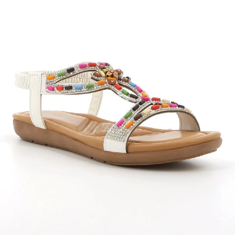 Comfortable Dress Shoes Pierre Cardin Heida Flat Sandal - White